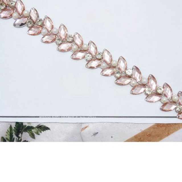 payet rangkai salur rosegold Peach pink pinggang murah banyak warna