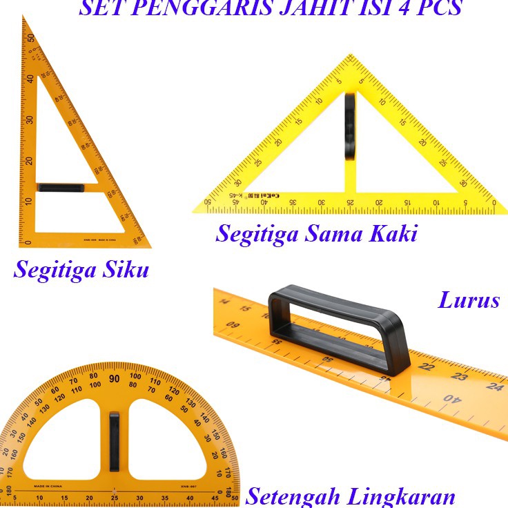 

Super Bintang FREYA Set Penggaris JahitPolaBahanKainBadan Isi 4 Pcs