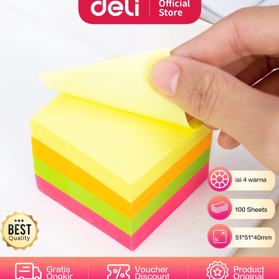 

Diskon Keren Deli Sticky Note Pad Notes 4x1Sheets 51514mm Lem Menempel Erat EA333