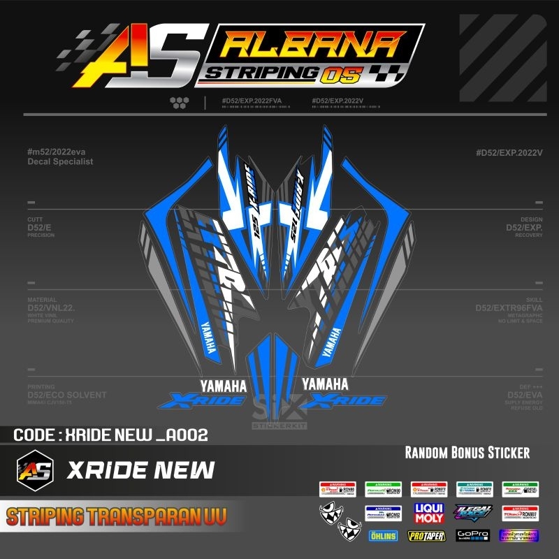 STICKER VAREASI YAMAHA X-RIDE 125 NEW TRANSPARAN/STRIPING X-RIDE 125 TRANSPARAN