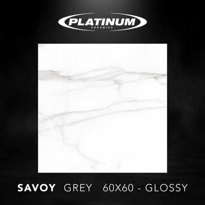 Keramik Ubin Lantai Ukuran 60x60 Putih Corak - Platinum Savoy Grey