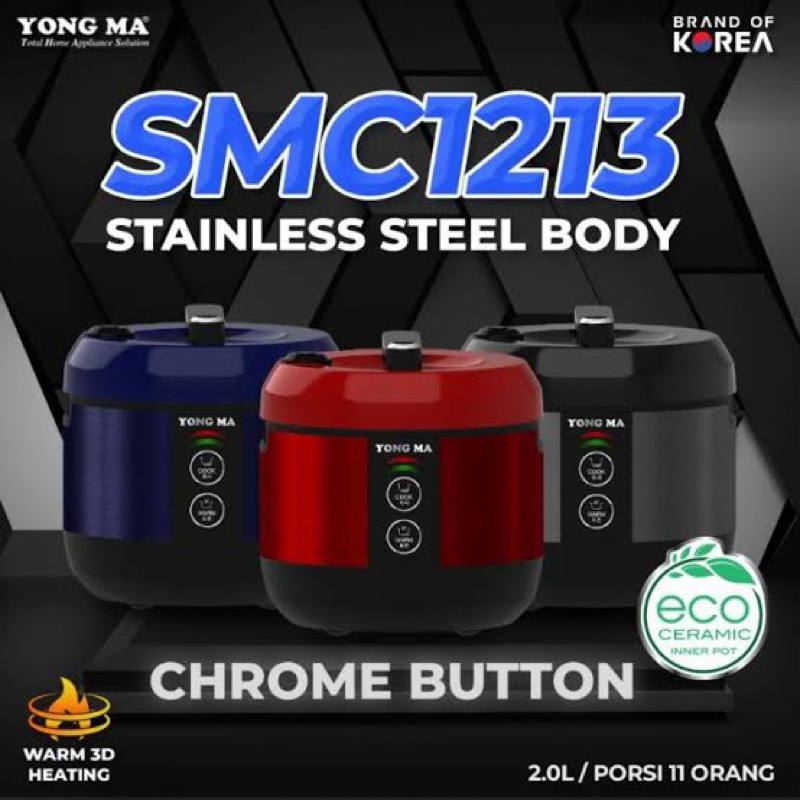 KOTA BATAM - YONG MA YONGMA BARU SMC 1213 MAGIC COM 2 LITER 3in1 ANTI LENGKET GARANSI RESMI