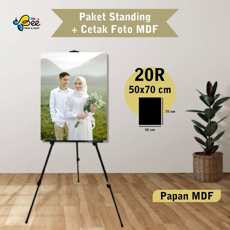 PAKET CETAK FOTO MDF + STANNDING , 20R 50X70CM UNTUK FOTO PREWEDDING, Cetak Foto Prewedding