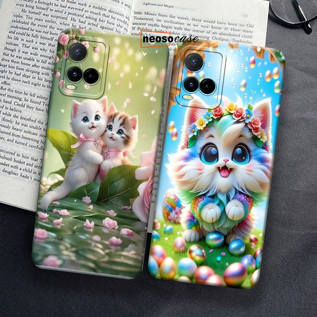 Softcase Prokamera VIVO Y21/Y21A/Y21S/Y33S/Y33T Motif Kucing full colour Kekinian Aesthetic Casing -