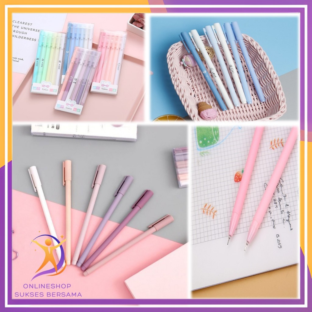

OSB 1 Set 6Pcs Pena Gel 0.5mm Warna Pastel Pen Gel Aesthetic Pulpen Gel 6 IN 1 Warna Gradasi Pena Gel Set Morandi Color Bolpoint Tinta Gel Cair 6 Pcs Journaling Pen Alat Tulis Kantor Sekolah Lucu