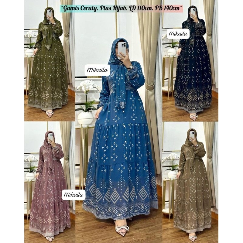 Set gamis free hijab aleva