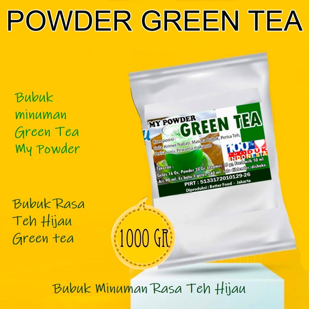 

Powder Green Tea Regular 1kg - Powder minuman rasa Green Tea kemasan 1kg