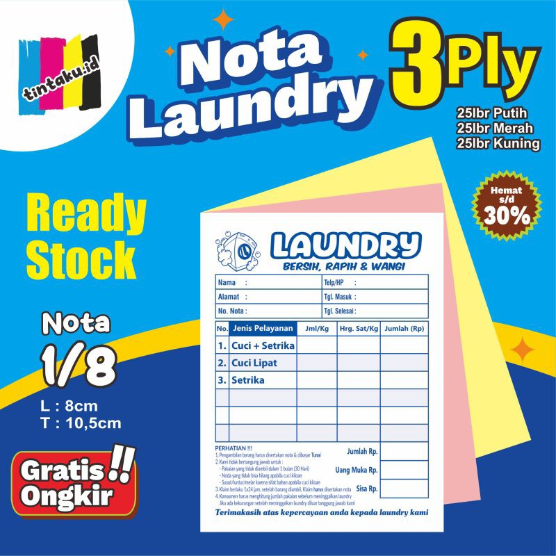 

nota laundry 3ply NCR READY STOCK