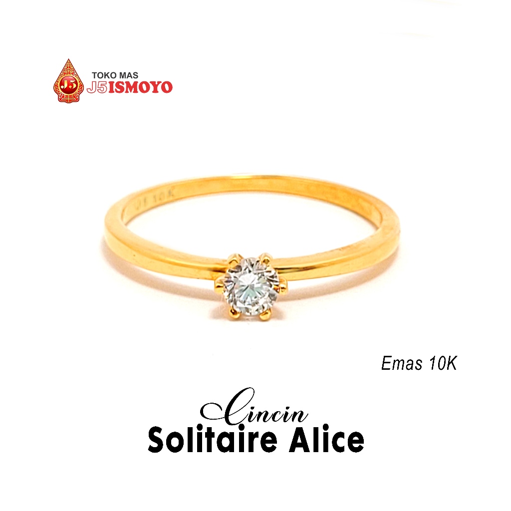 Cincin Emas 10 Karat Soliter Alice J5Ismoyo