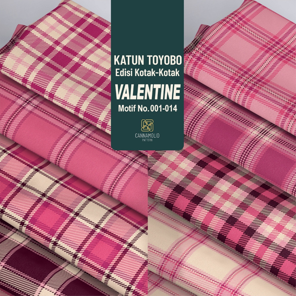 Kain Toyobo Motif KOTAK-KOTAK | Lebar 145cm | Plaid VALENTINE PINK 1-14