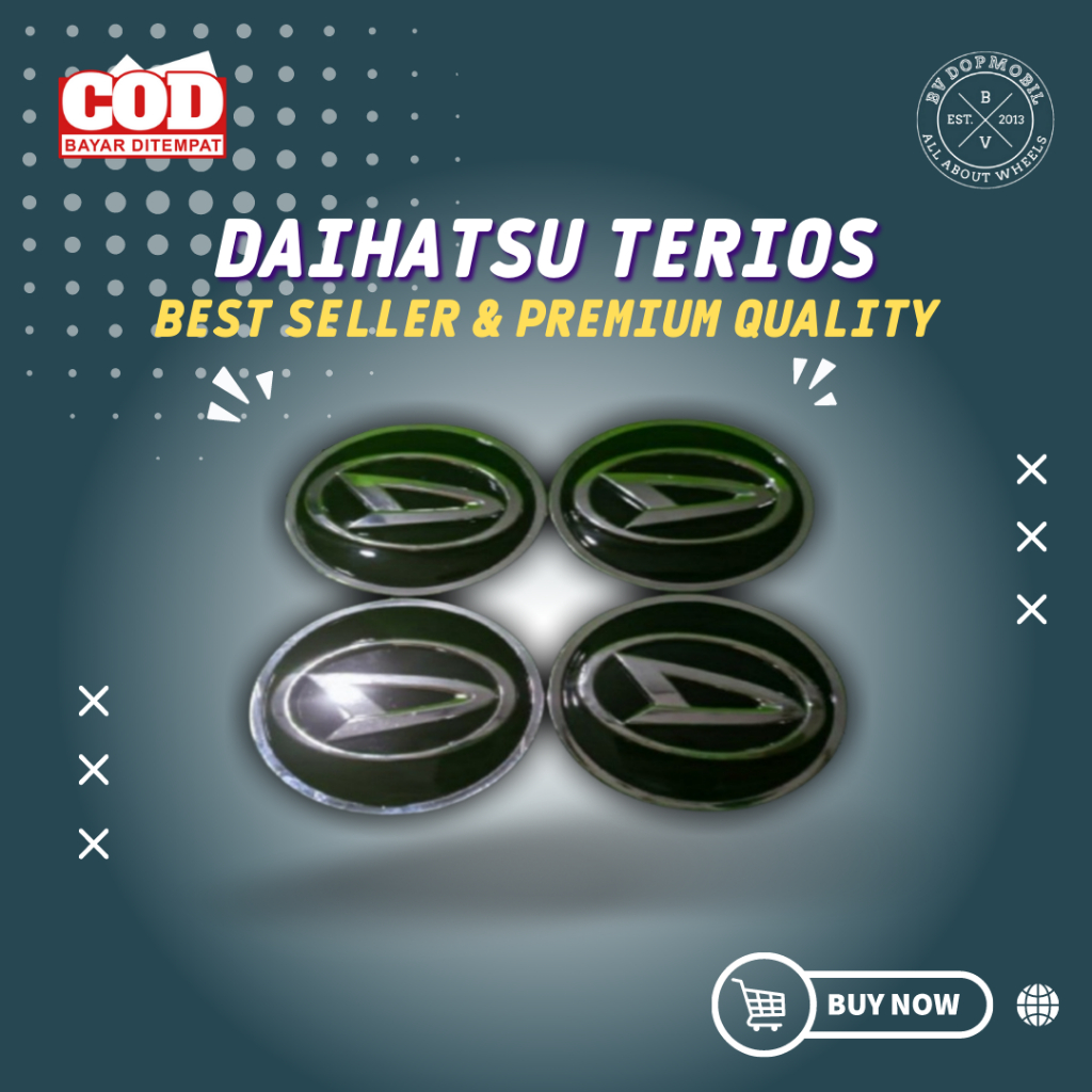 1pcs 62mm Daihatsu Tutup roda tutup velg dop mobil Grand New Xenia Terios ring 15 16 Chrome hitam