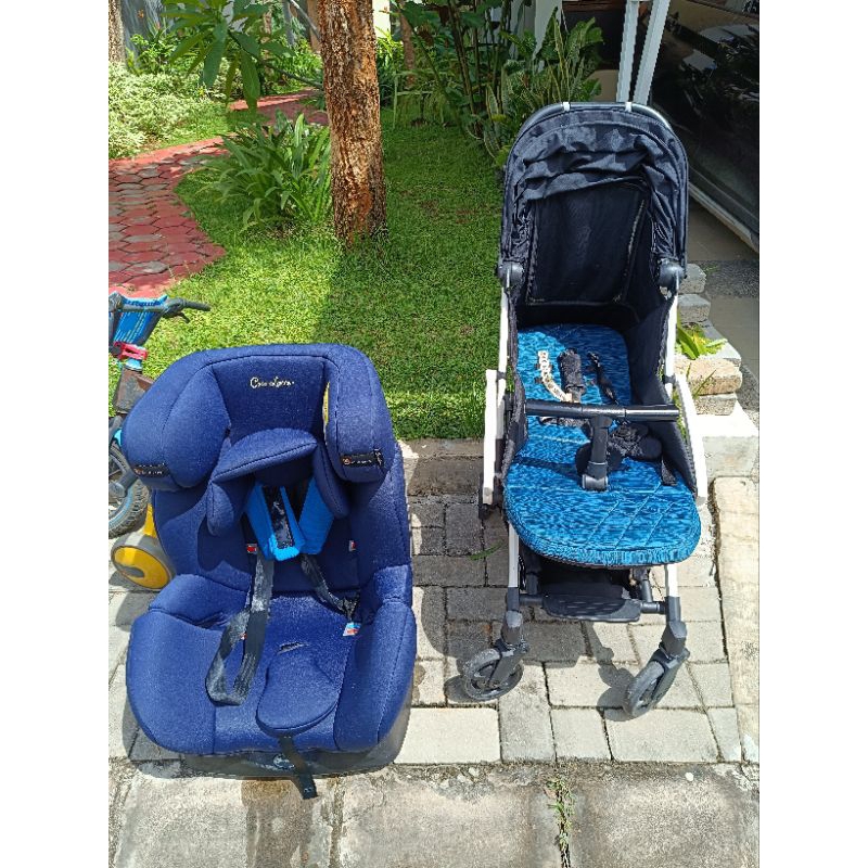 PRELOVED CARSEAT COCOLATTE 858 NAVY & STROLLER OTTO RMD KNIT BLUE