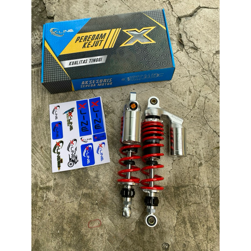 SKOK / SHOCK BREAKER BELAKANG 320MM X-LINE RED SILVER