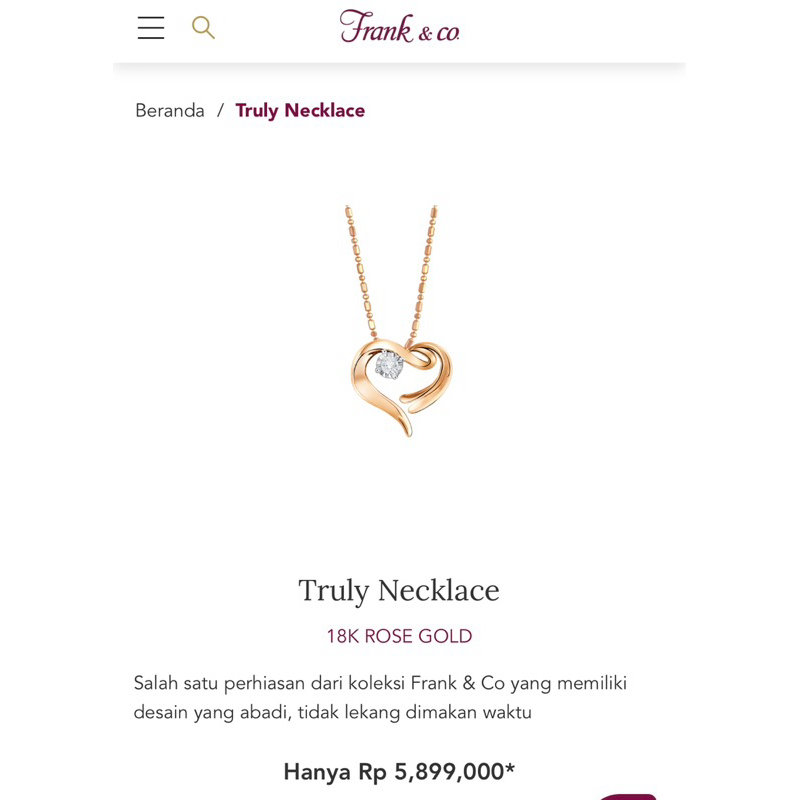 Frank & Co, Truly Necklace