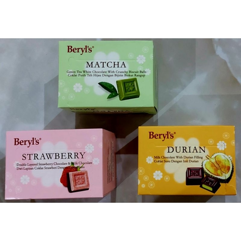 

Coklat beryls durian, strawbery, matcha 60 gram READY STOCK
