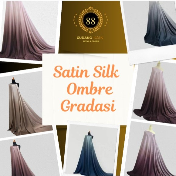 Kain Satin Velvet Silk Ombre Gradasi Premium Meteran