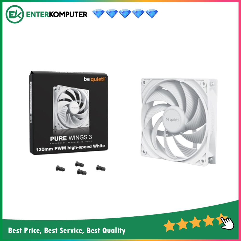 be quiet Pure Wings 3 White Version - 120mm PWM High-Speed - Great Performance and Quiet Cooling