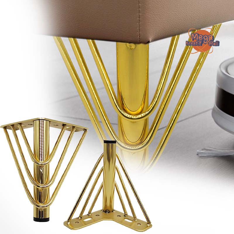 15cm Kaki Sofa Emas / Kaki Furnitur Emas / Sofa Leg Heavy Duty / Kaki Kursi Besi