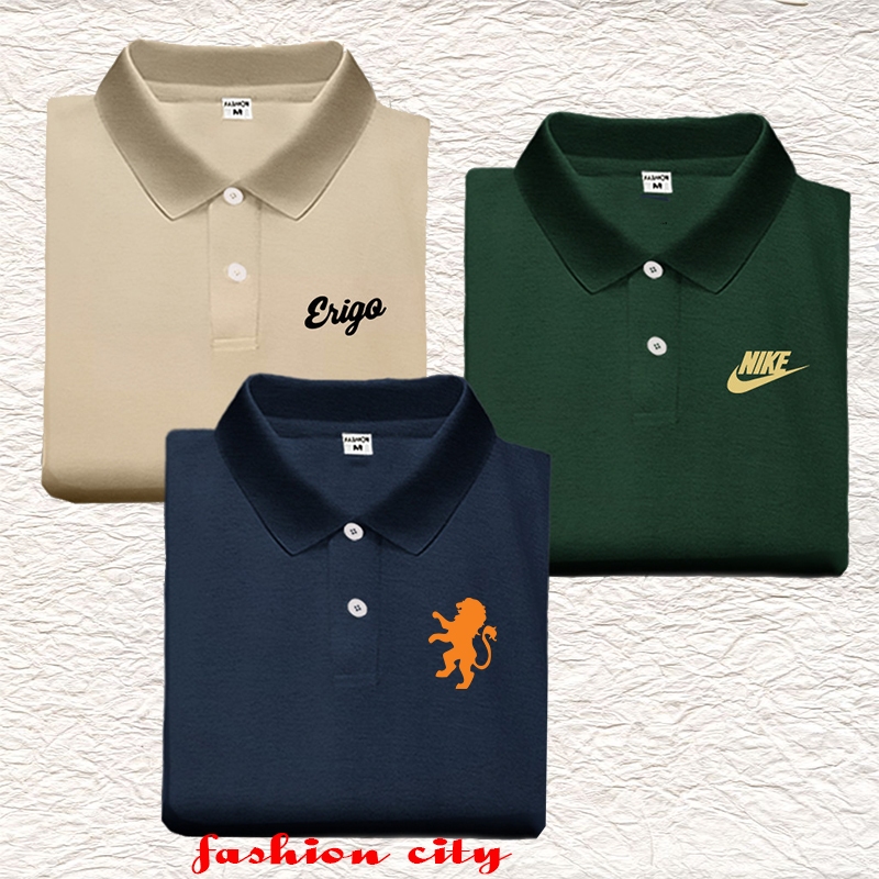 Paket 1 Get 3 pcs / Polo Shirt Tangan Pendek / Kaos Kerah Wangki | Kaos Polos | Nike | Ergo | Pria D