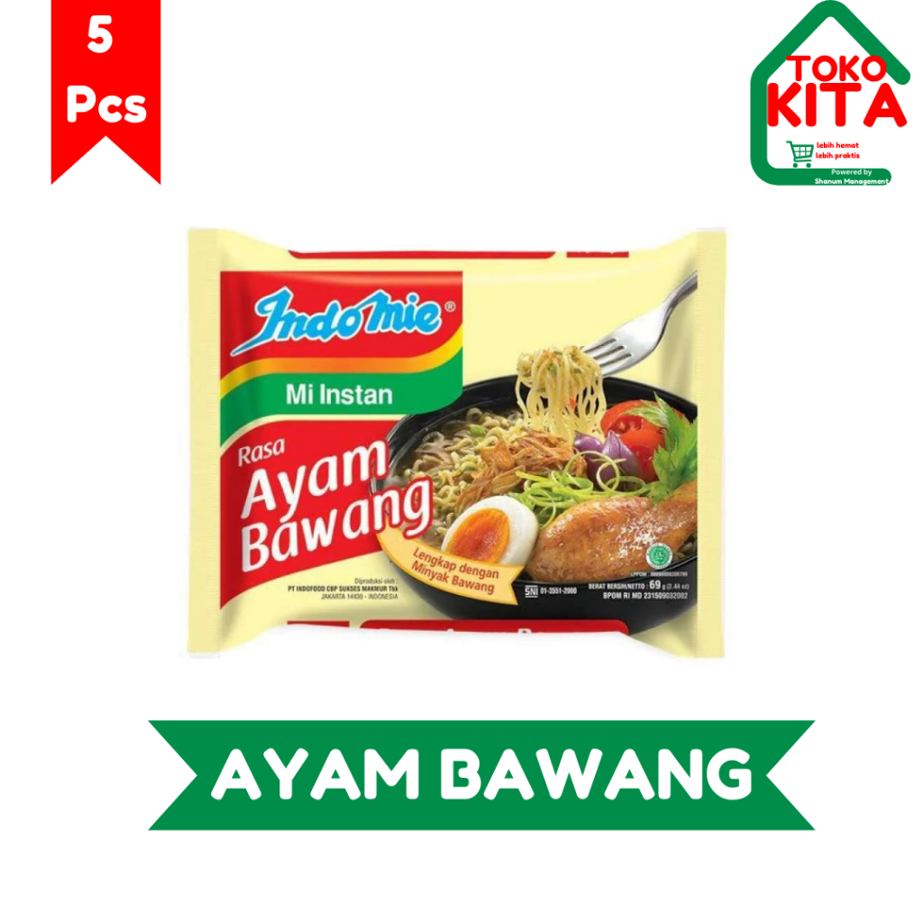 

INDOMIE AYAM BAWANG 5 x 85 Gr | MIE INSTAN SATUAN