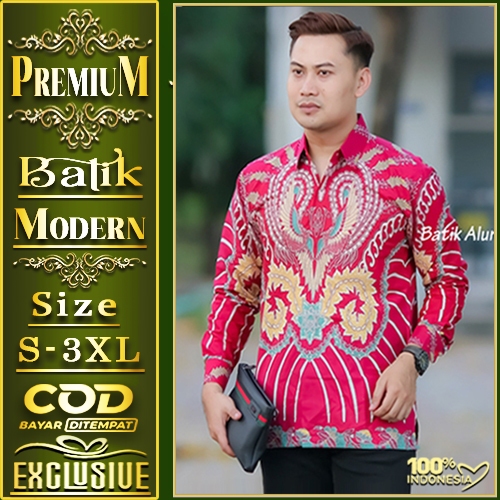 Batik Pria Premium Furing Cowok Lengan Panjang Btik Pria Jumputan Modern Caual Elegan Trendy RBA119