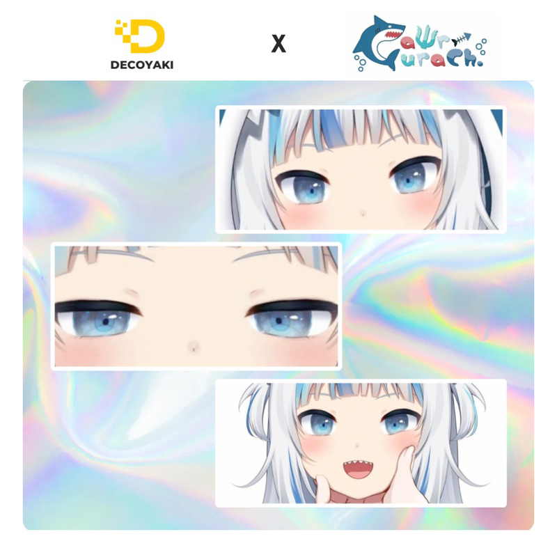 Sticker Slap Hologram Gawr Gura, Stiker Hologram Gawr Gura, Stiker Hololive Gawr Gura