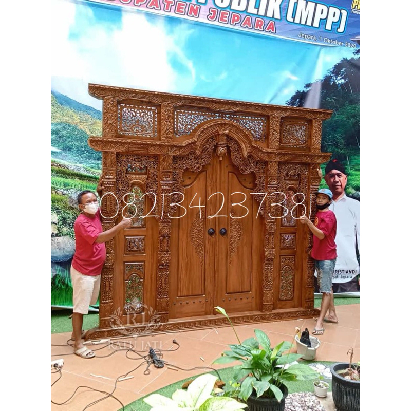 Pintu Gebyok 3 meter  kusen jendela kayu jati solid jawa Asli Jepara