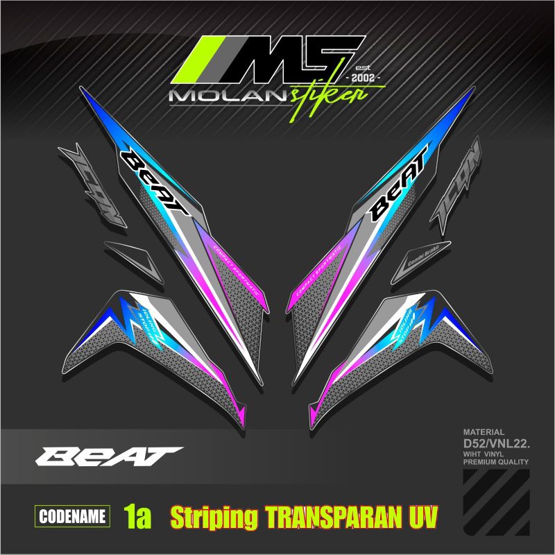 Decal Sticker Striping Variasi Transparan Uv Beat Esp Striping Transparan Uv Motif Ori Beat 2018/201