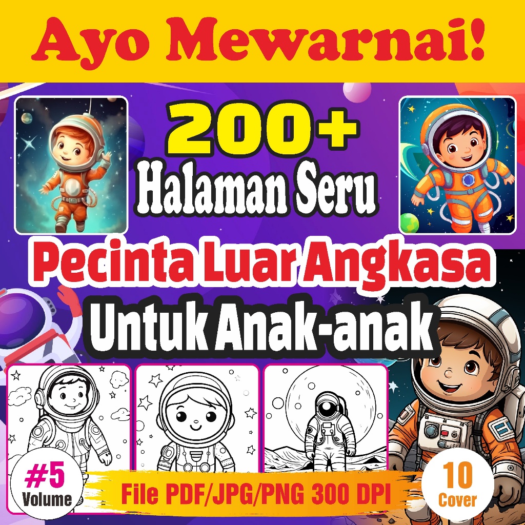 

Ayo Mewarnai! 200+ Halaman Seru untuk Anak-Anak Pecinta Luar Angkasa / Coloring Book