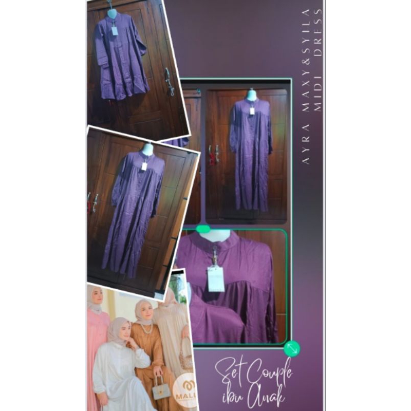 Malla Fashion SET COUPLE DRESS IBU ANAK  Ayra Maxi Dress Wanita Oversize Busui Friendly Rayon Twill 