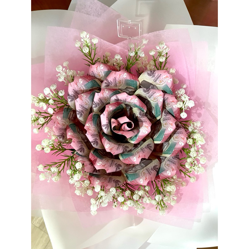 buket uang asli mawar minimal 20 lembar semarang murah money cake tarik uang money tower hampers box