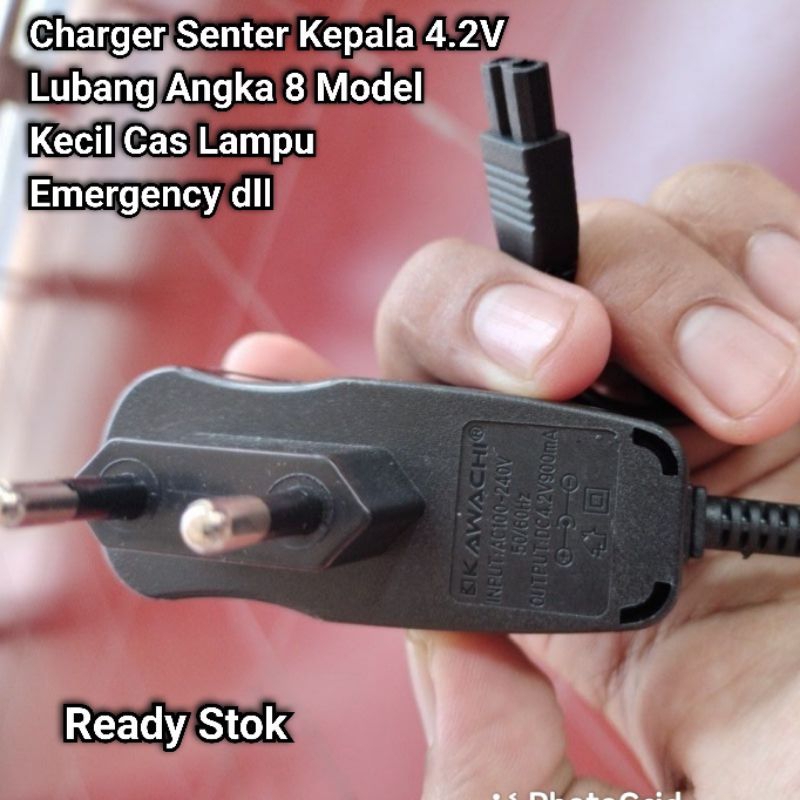 Charger Senter Kepala 4.2V Lubang Angka 8 Model Kecil Cas Lampu Emergency dll