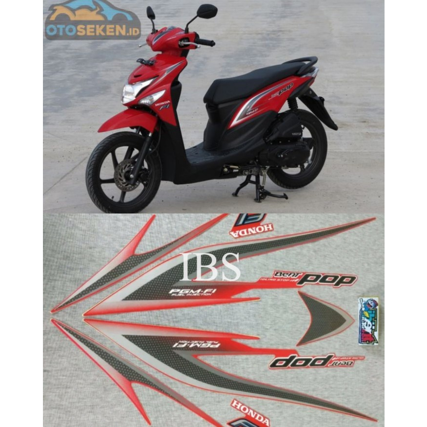 STRIPING LIS STANDAR ORI NEW HONDA BEAT POP IDLING STOP MERAH TAHUN 2015 STIKER POLET