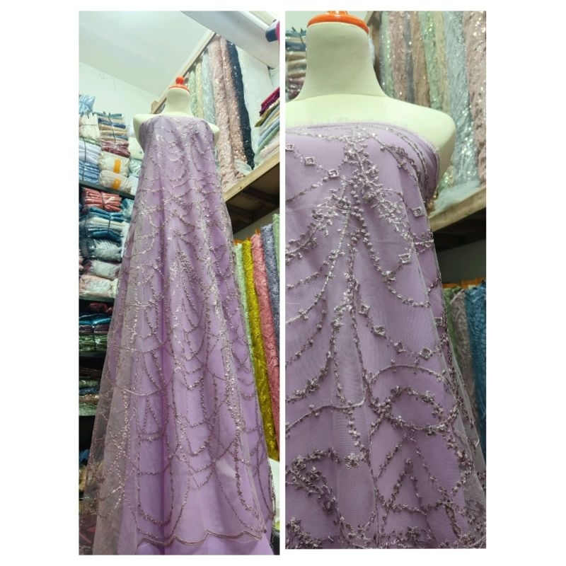 kain tille sultan payet squeen/kain brokat kebaya akad/brokat wedding bridesmaids/tille payet