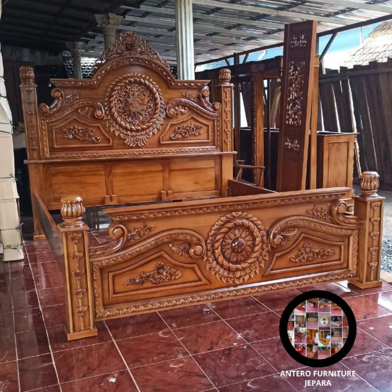 dipan gong mewah dipan kokoh kayu jati dipan ukiran jepara