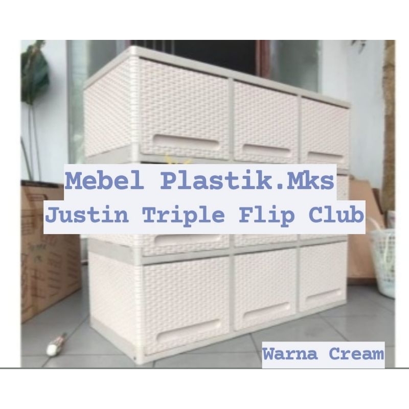 Lemari Flip Justin Club Triple Murah Cantik Hijau/ Cream/Ungu/Pink Rak Sepatu Plastik/ RSG Murah