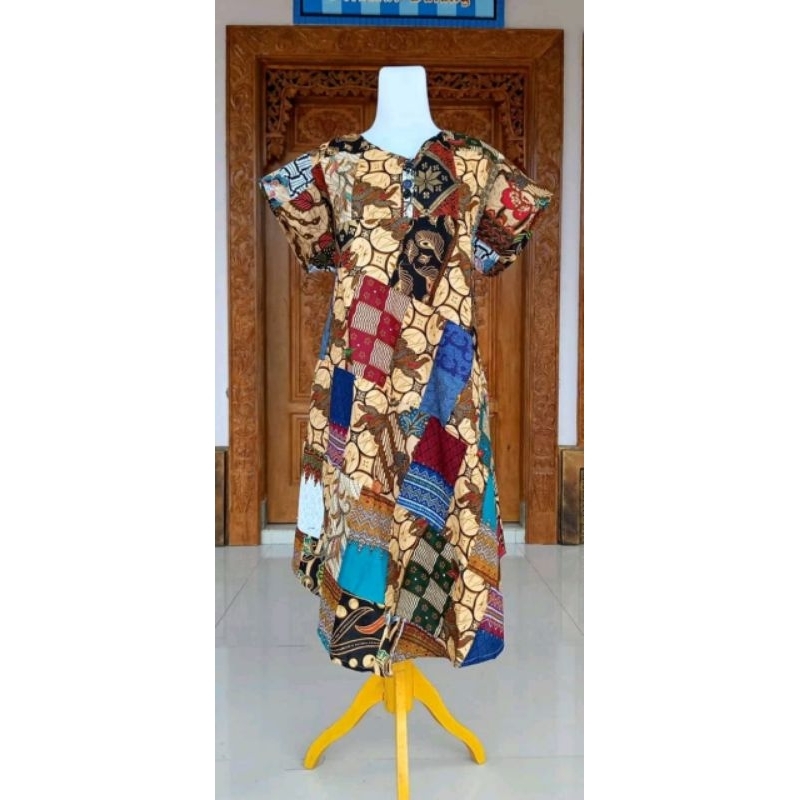 Daster Kencana Ungu Batik - Motif Perca - Leher Sleting - Busui - Bumil - Centini