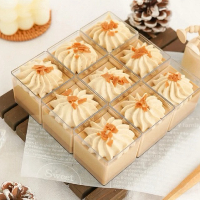 HOB_ Cup Pudding Transparan Dengan Tutup 150ml | Cake Cup | Cup Puding Kotak | Gelas Puding