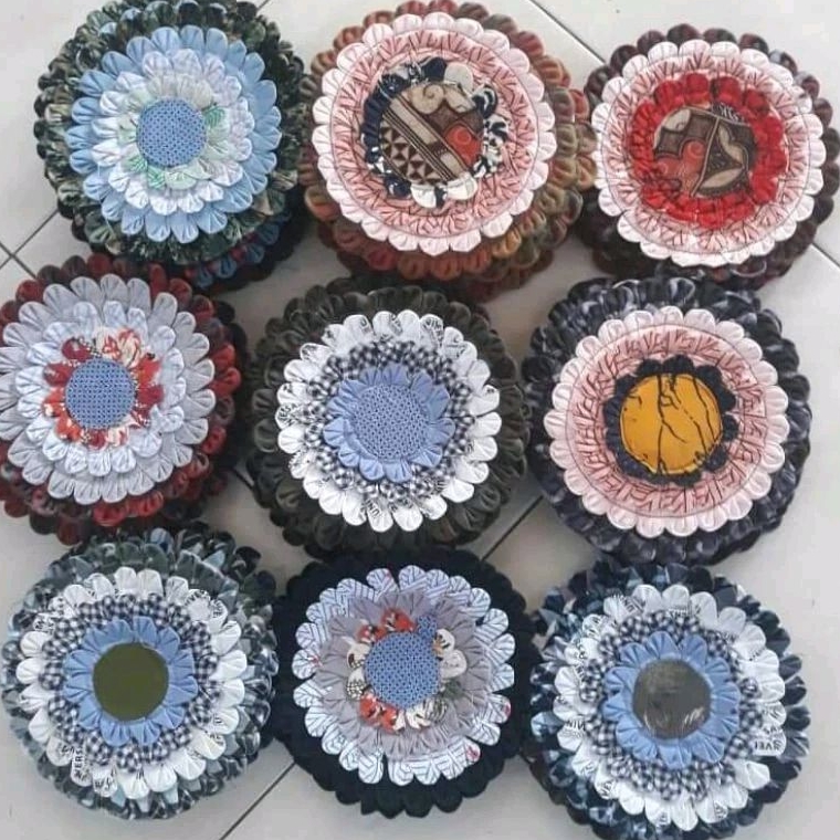 grosir jampel lemek panci lampin celemek piring vas bunga asbak kerajinan kain perca souvenir pesta