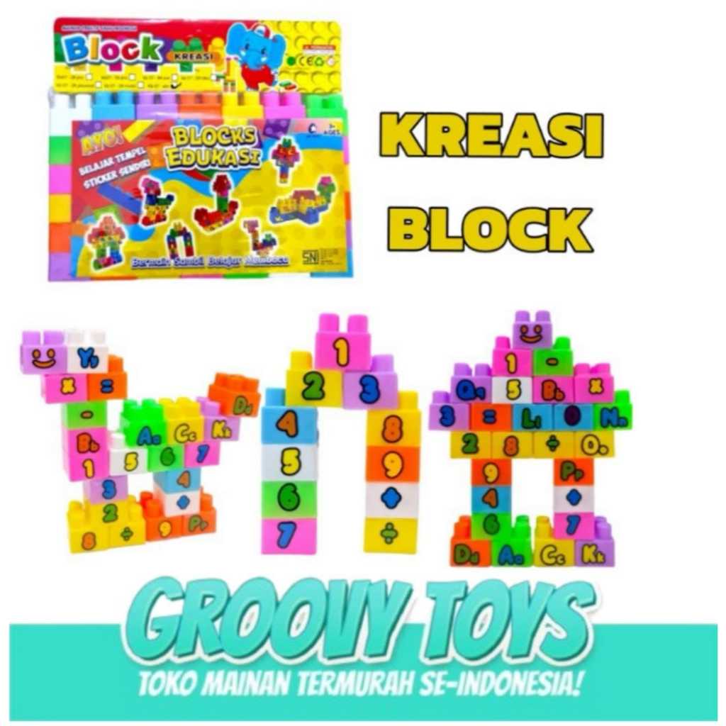 Mainan Anak Block Edukasi Balok Kreatif Huruf ABC