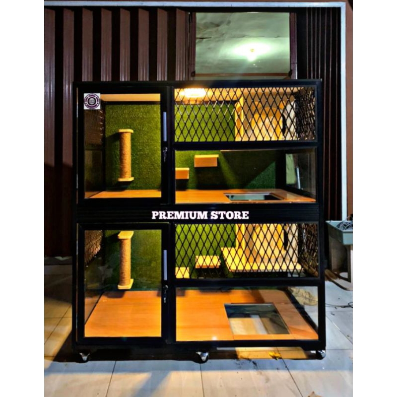 Kandang kucing 2 tingkat alumunium kandang kucing besar kamdang kucing minimalis kandang kucing prem