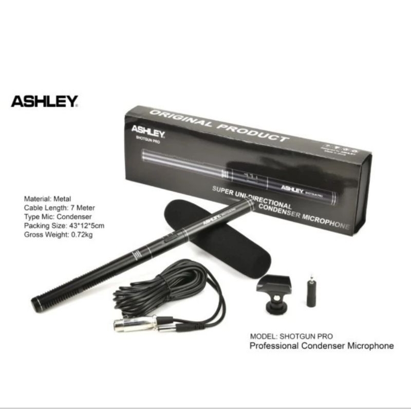 Mic Kabel Condenser Ashley Shotgun Pro/Condensor Microphone ASHLEY PRO Original