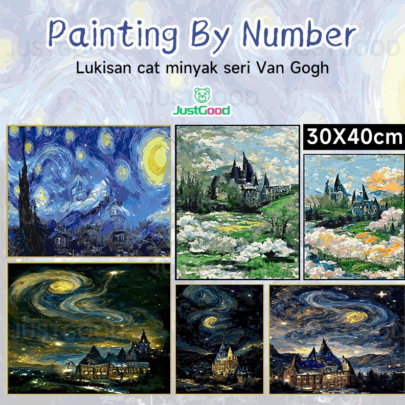 

PAINT BY NUMBER 3x4 CM LANDSCAPE KANVAS PAINTING KIT WITH FRAME SIAP LUKIS Van Goghs Hogwarts Handmade Hanging Painting Lukisan Van Gogh The Starry Night Vintage Wall Decor Ngalamcase Decorestimate ART P1L9