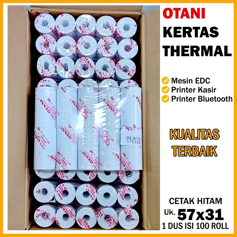 

OTANI Kertas Thermal isi 1 roll Kertas Thermal EDC Kertas Printer Bluetooth Struk Ukuran 57x31 ART J5M5