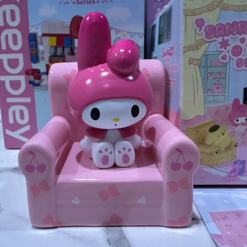 Figure Sanrio My Melody Sitting Dolls Open Segel model kursi pink melody duduk Top Toy