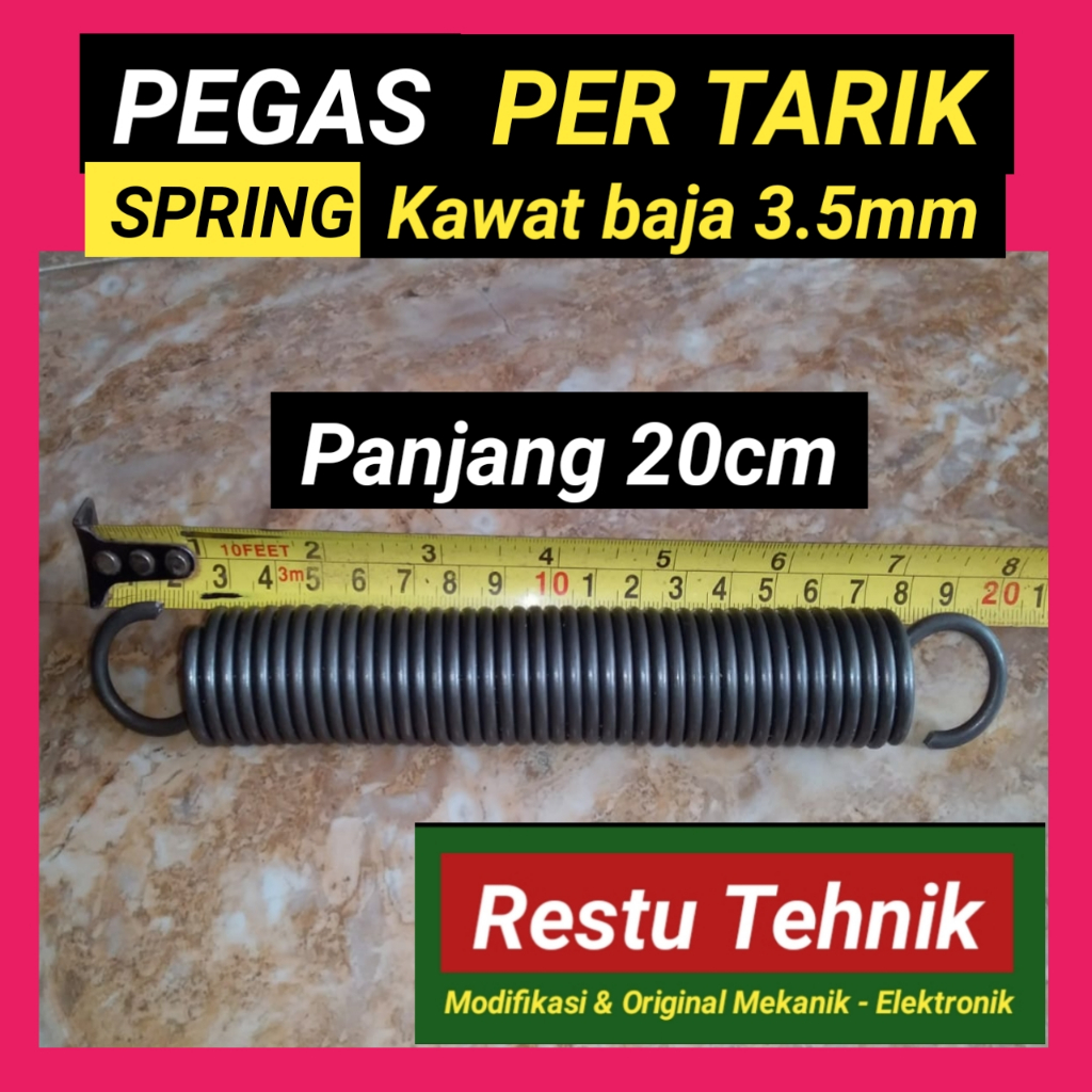 Pegas tarik - Per tarik - Spring - kawat baja ukuran 3.5mm panjang 20cm