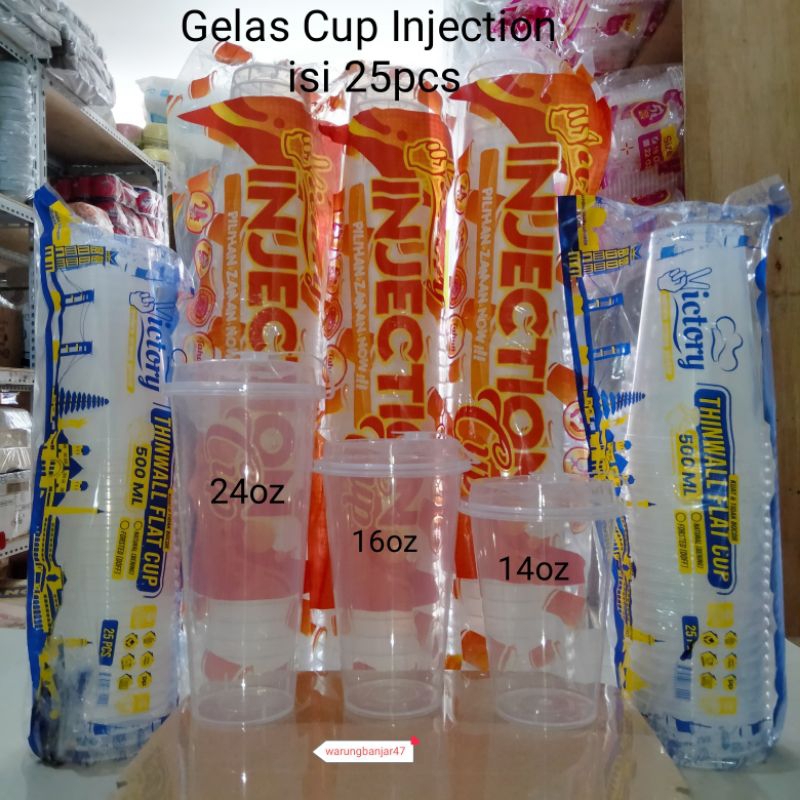 [ISI 25 PCS] Gelas cup injection Victory 16oz 500ml gelas injection 16oz gelas jumbo gelas es teh ge