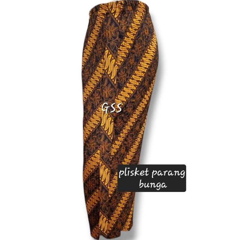 Rok Plisket Wiru Batik /Rok Plisket Batik Motif  Bunga coklt