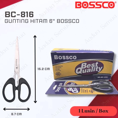 

Produk Terbaru Gunting KertasPemotong Kertas Tanggung Hitam Stainless BOSSCO 1 Box isi 12 PCS
