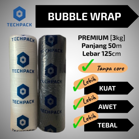 

Harga Hemat Plastik Bubble Wrap Roll Hitam Putih Bening 125 cm x 5 m Premium Tebal 125cm x 5m TECHPACK Bable Bubblewrap Buble